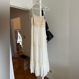 Zara Tiered White Midi Dress